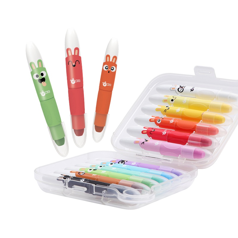GWIZ儿童丝滑蜡笔12色塑料盒装水溶性炫彩棒幼儿园安全可水洗油画棒