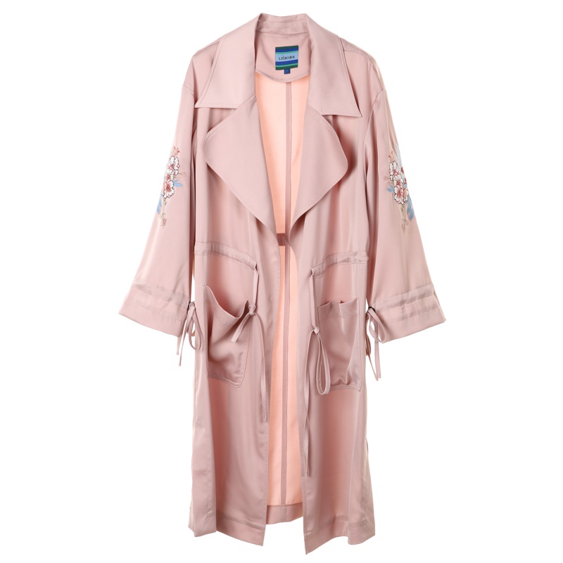 裂帛中长款宽松风衣新款夏装刺绣气质显瘦chic港风大衣外套