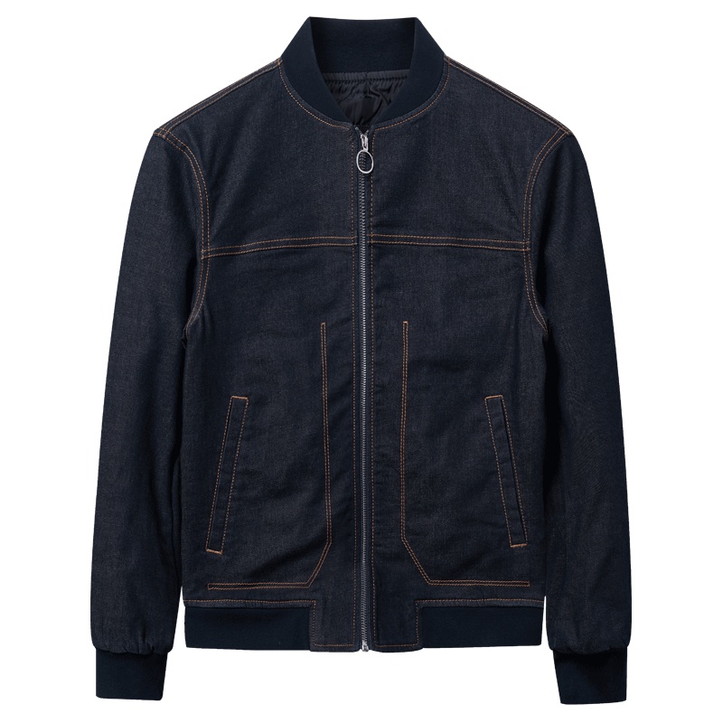 与狼共舞牛仔外套2018秋季新款男士夹棉日韩潮流棒球领夹克衫DZ