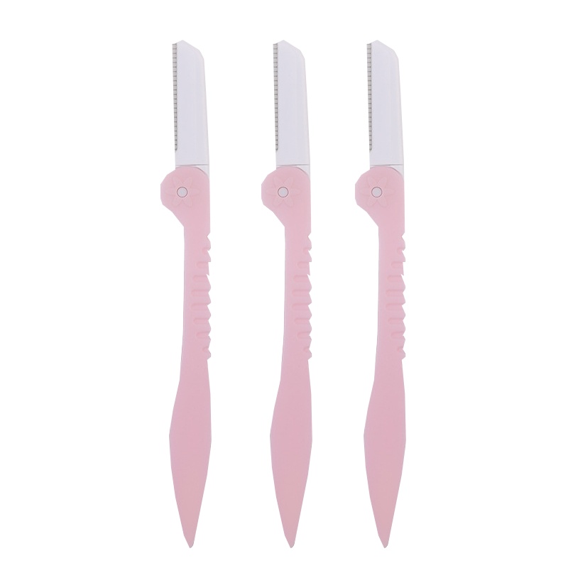 麦欧丽折叠修眉刀3支装 锋利耐用刮眉毛刀新手剃眉刀(颜色随机)