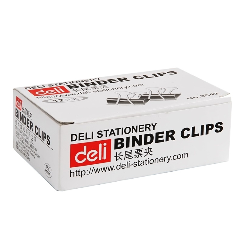 得力(deli)9546长尾夹大号黑色票夹燕尾夹票据夹资料夹子15mm 办公用品 12个/盒(一盒价)