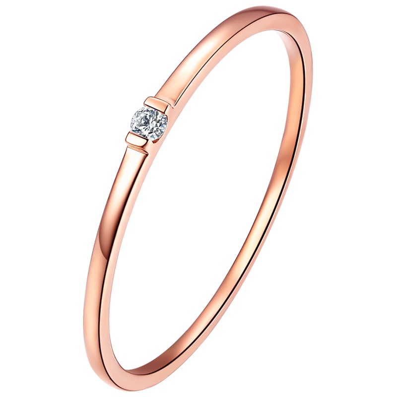 周六福玫瑰18K金钻石戒指WP