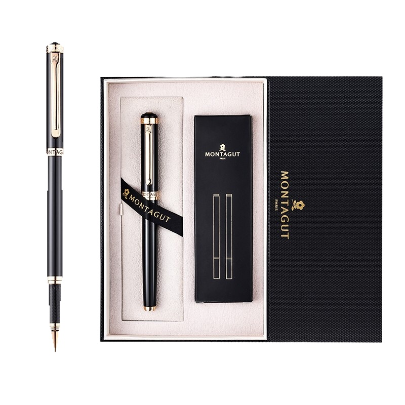 法国梦特娇签字笔宝珠黑色水笔商务礼盒高档套装