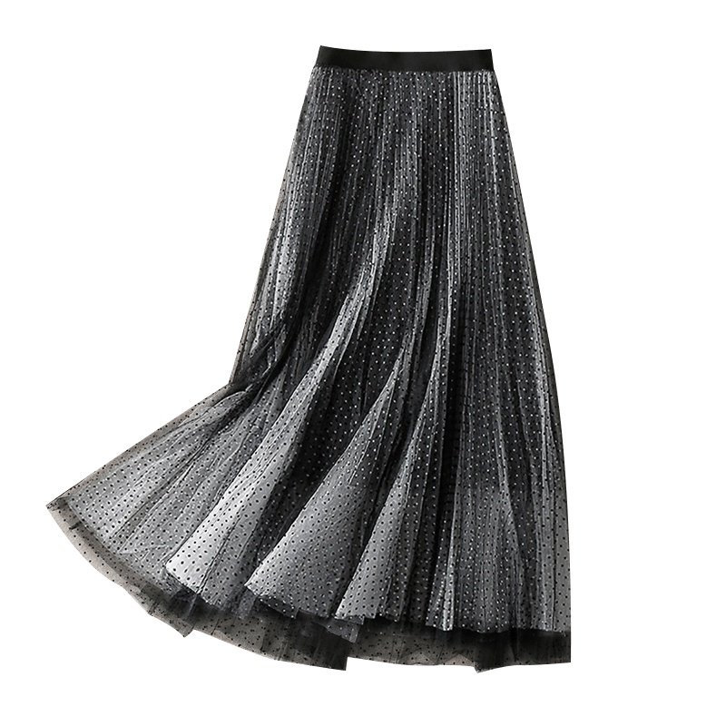 丝柏舍2020夏装女时尚韩版波点网纱中长款半身裙S91T1471B