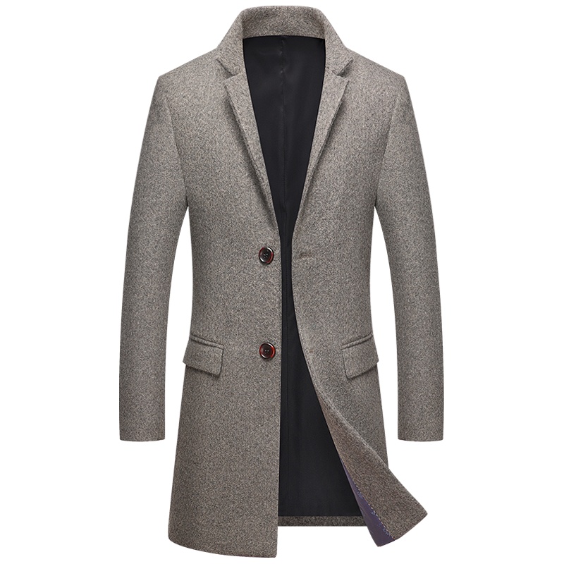 新款毛呢大衣男修身中长款羊毛风衣男加厚羊毛呢大衣男装外套2816