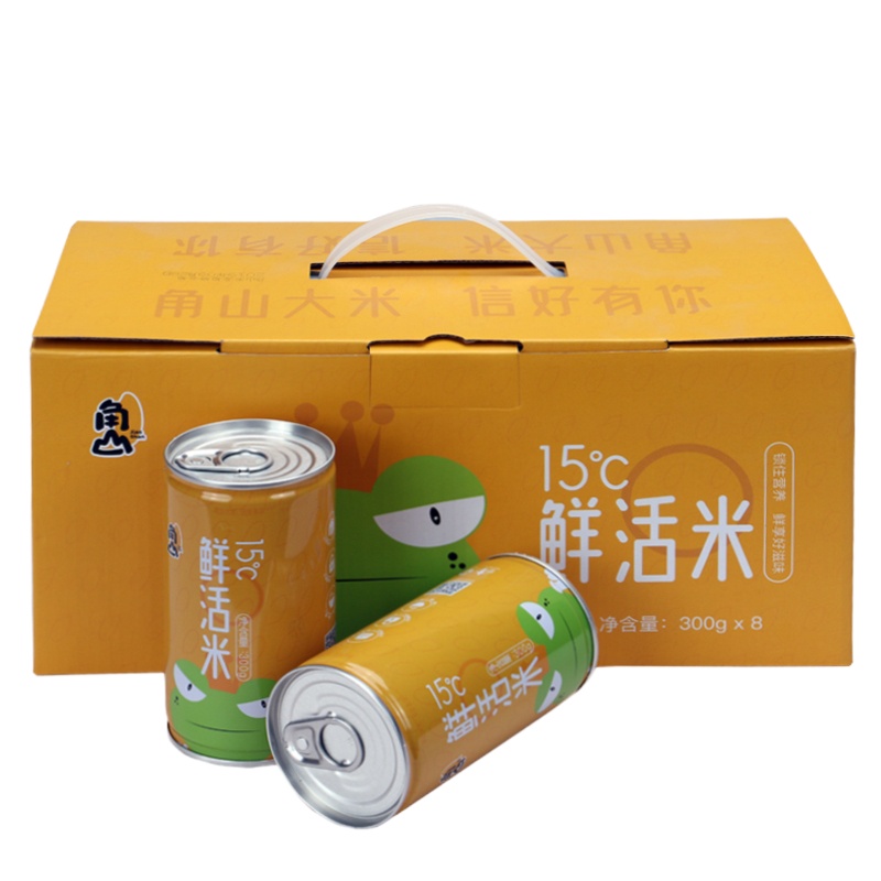 角山(JiaoShan)大米 鲜活米 罐装锁鲜 礼盒包装 长粒香米 籼米 软米 南方大米300gx8罐