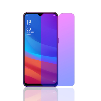 [送手机壳]轻万适用oppoa7x钢化膜全屏A7x玻璃贴膜抗蓝光手机保护膜