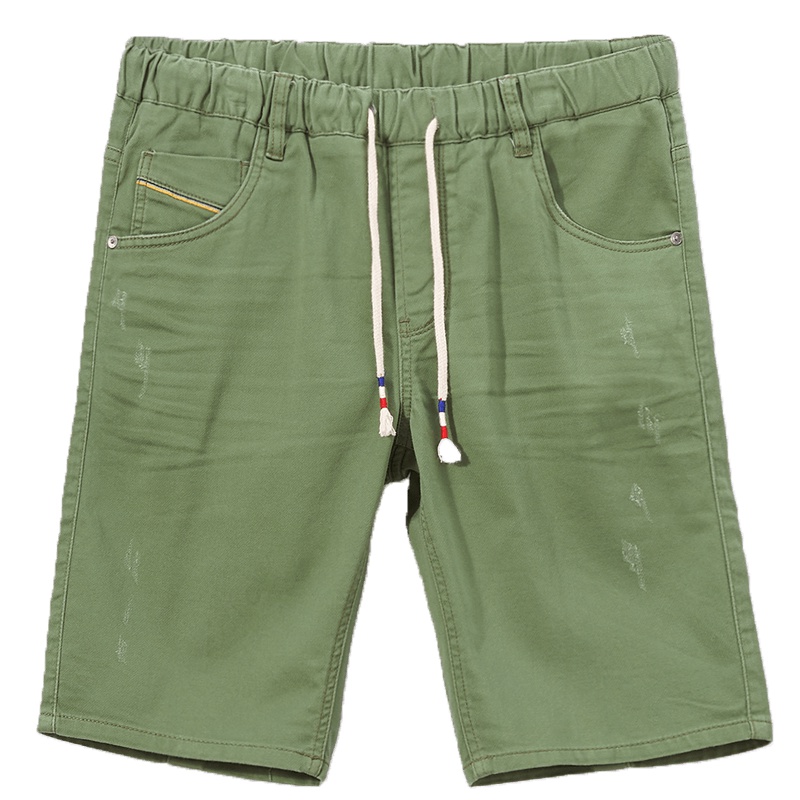 Hieiika 海一家男装2019夏季时尚青春靓丽松紧裤腰抽绳设计牛仔中裤