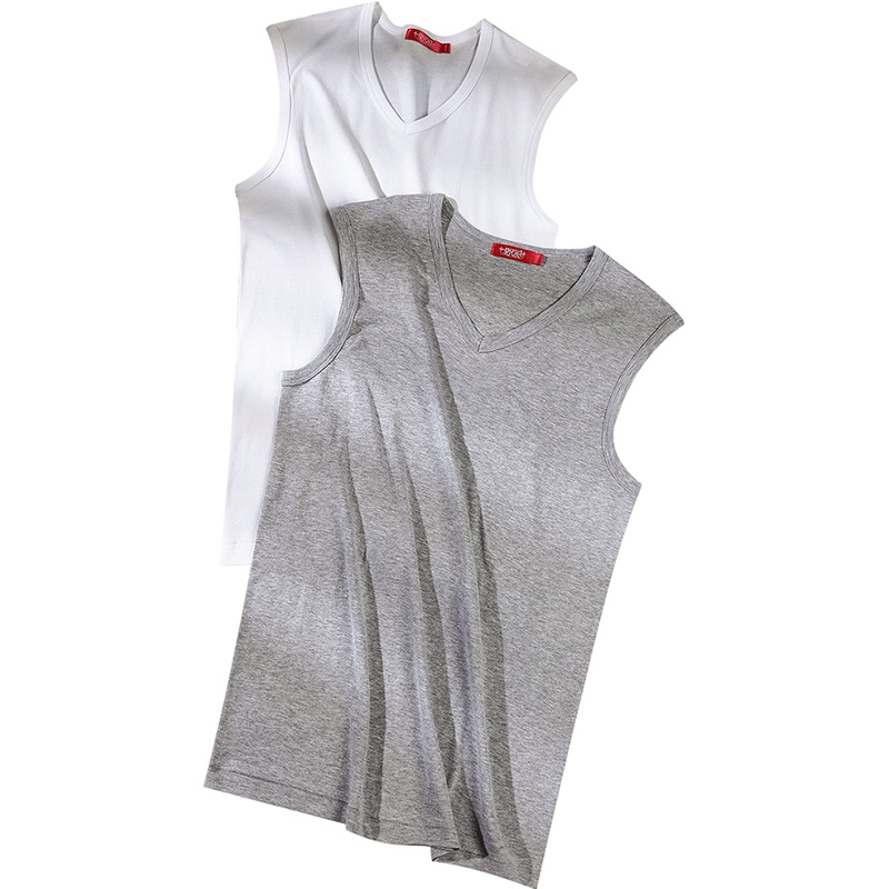 莫代尔 2件装男士背心V领无袖纯棉打底衫