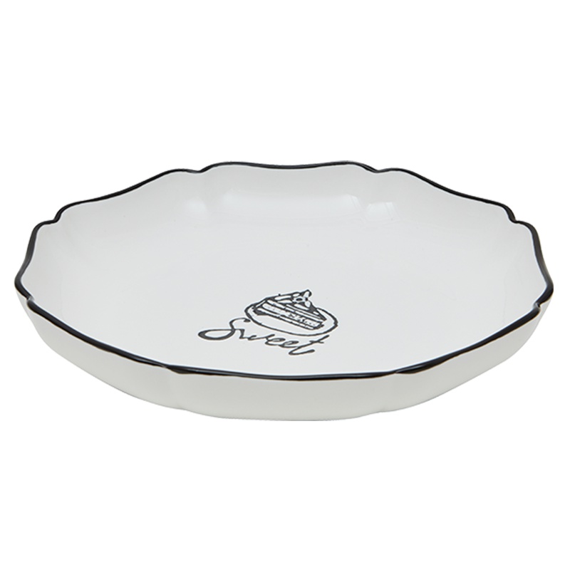 苏宁极物 釉下8.5英寸菊韵饭盘(新梦想)2件套装创意陶瓷餐具菜盘汤盘碟子可爱甜点盘饭碗家用碗单品套装