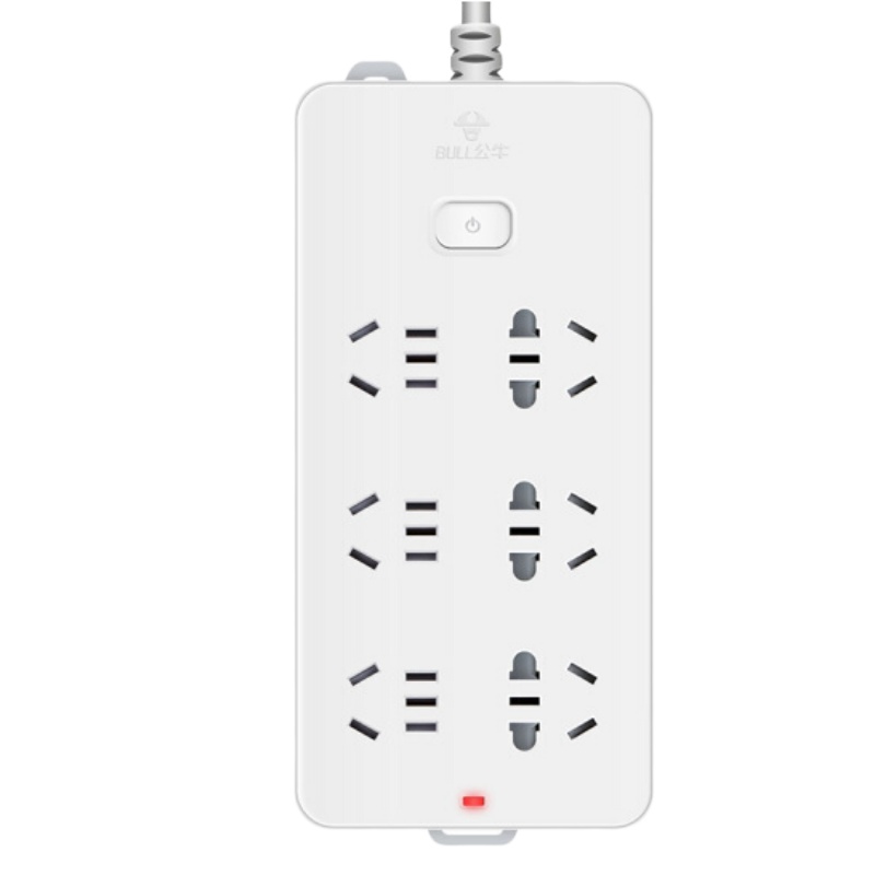 公牛插座 带儿童保护门电源接线板插排插线板插板GN-109K新国标 6插位 全长3米( 单位:件)