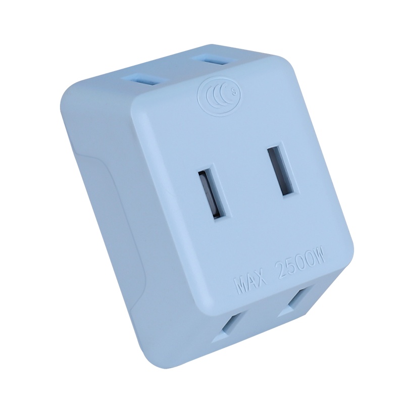 海锚 迷你无线插座两脚转换头一转三多功能小巧电源插排Z02蓝色