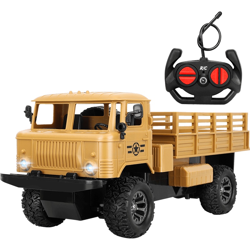 勾勾手(GOUGOUSHOU)遥控汽车儿童玩具男孩玩具遥控越野军事卡车攀岩充电 遥控军事卡车-黄色