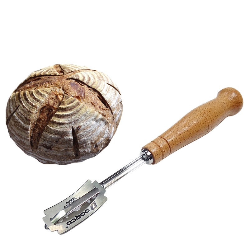 割包刀 法棍面包割口刀 欧式整形刀划口不锈钢木柄欧包刀烘焙工具 敬平 实木手柄(含5个刀片)送刀套