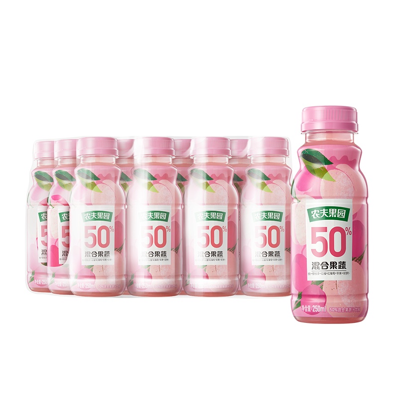 农夫山泉农夫果园50%混合果蔬(桃+樱桃李)250ml*12 塑膜装