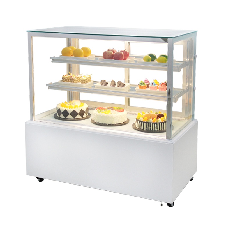 乐创(lecon) 蛋糕柜冷藏柜展示柜玻璃商用 立式西点慕斯甜品保鲜柜 1.5米白色立式直角后开门