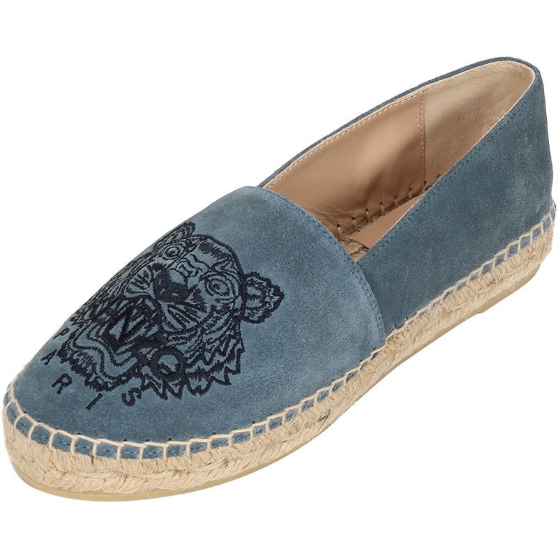 KENZO 高田贤三 女士 绒面革麻编渔夫鞋平底鞋休闲鞋 FA6 2ES180 L75