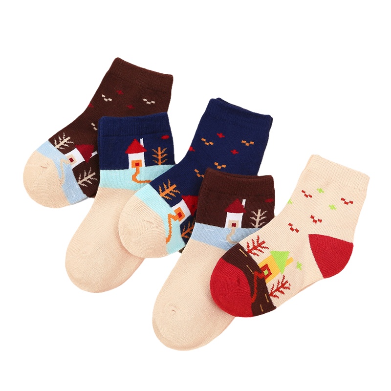 精典泰迪[5双装]新款婴幼儿袜子男宝宝保暖长袜儿童袜子