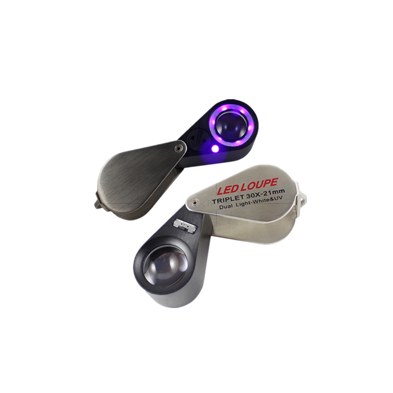 OUJIN正品直销10倍 20倍 30倍 环形LED灯珠宝镜验钞鉴定放大镜古玩宝石字画放大镜