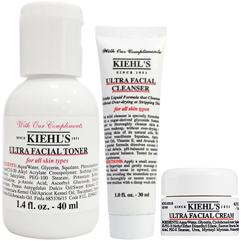 科颜氏(Kiehl's)高保湿面霜7ml+科颜氏高保湿洁面啫喱30ml+科颜氏高保湿精华爽肤水40ml