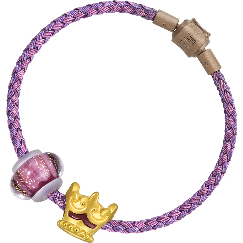 周生生(CHOWSANGSANG)黄金(足金)Charme串珠系列MuranoGlass皇冠手链 89298B 定价