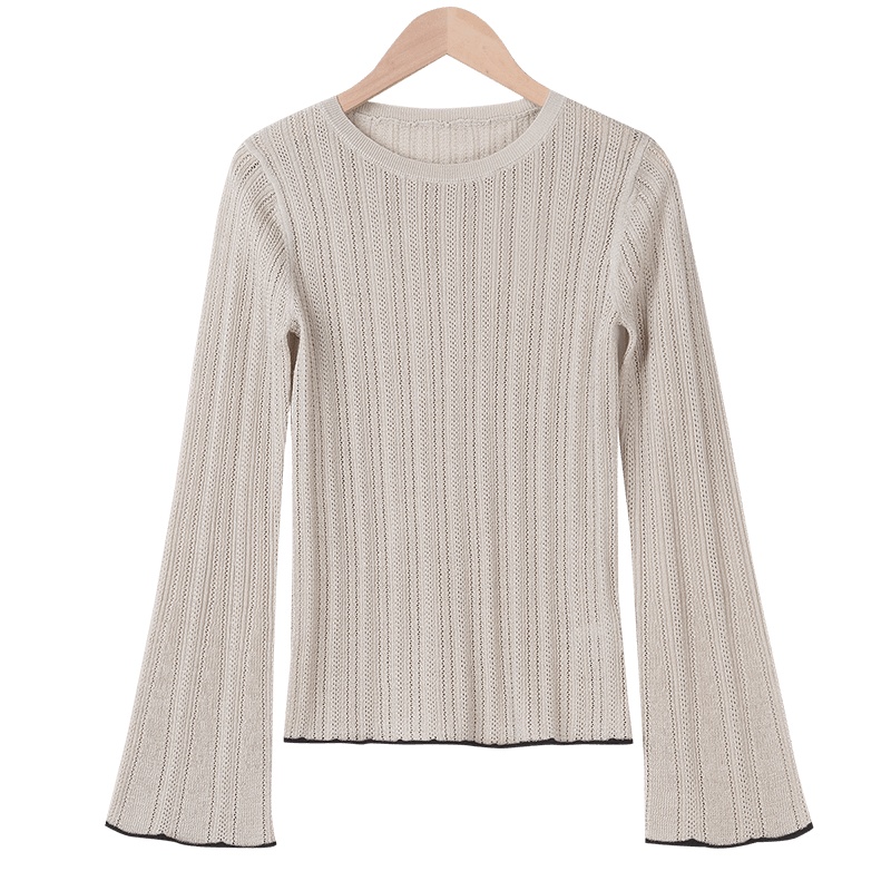 晚白 2020春晚白 2020春季新品修身百搭知性优雅喇叭袖毛衣针织衫季新品修身百搭知性优雅喇叭袖毛衣针织衫上衣羊毛衫女