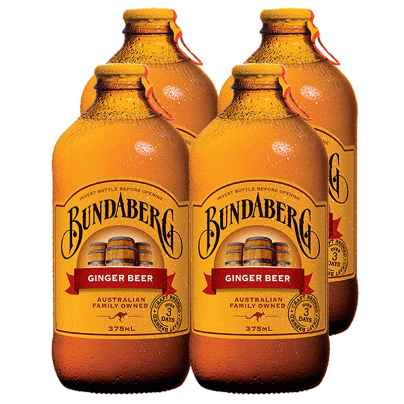 [生姜磨粉]宾得宝(Bundaberg)姜汁苏打水饮料 375ml*4瓶 汽水 澳大利亚进口