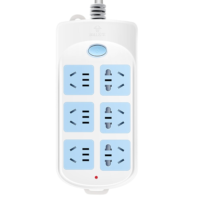 公牛插座 超功率过载保护 带开关保护门 电源接线板插排插线板插板 新国标 603 六位总控开关全长3米