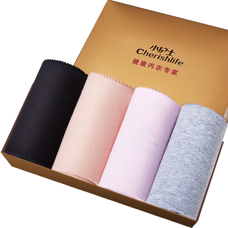 小护士女士内裤棉质无痕内裤女星期裤4条礼盒装 混色JMN084