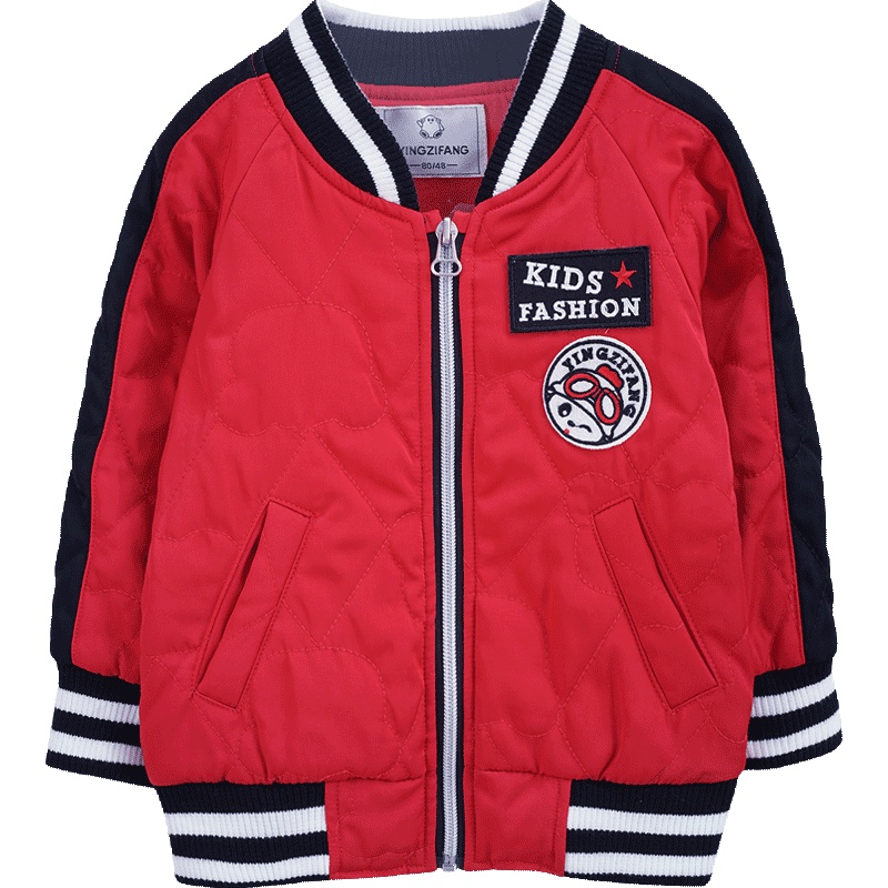 秋季男童运动休闲夹棉时尚绣花防风拉链衫童装外套