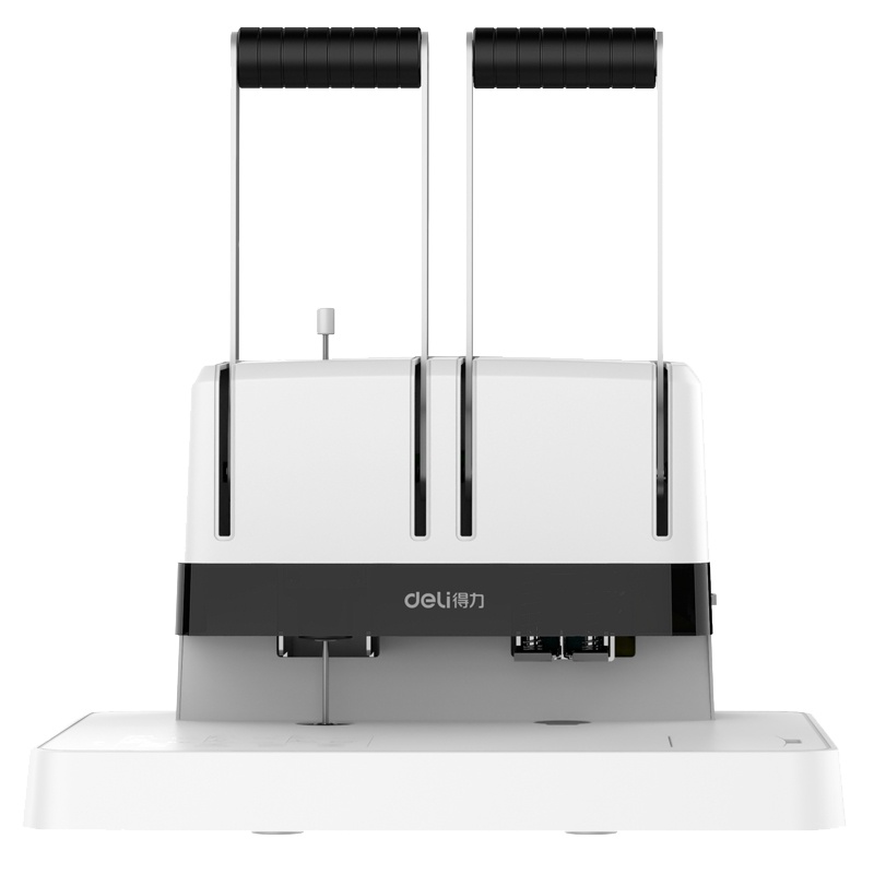 得力14650财务凭证装订机 会计专用手动打孔机自动热熔铆管装订机凭证打孔机打孔机重型装订机手动热熔 白色