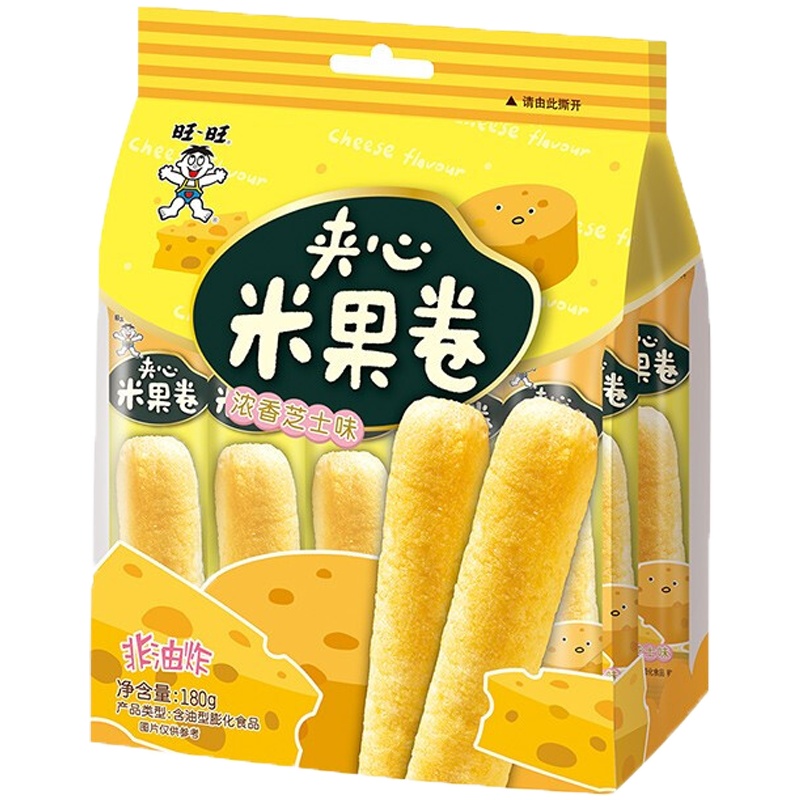 旺旺 夹心米果卷 零食 膨化食品 饼干糕点 芝士味 180g