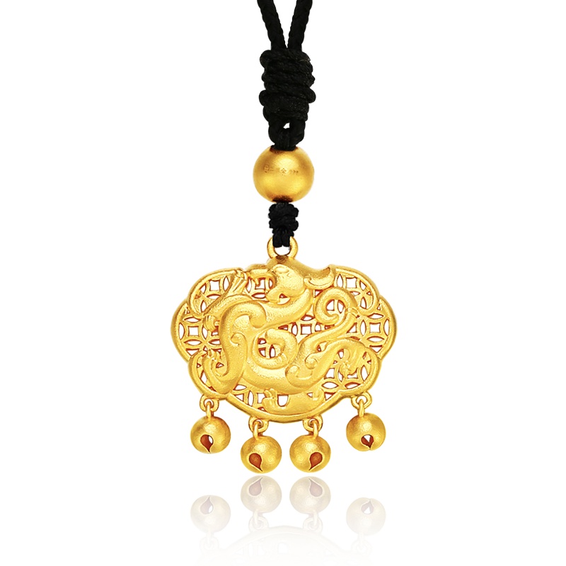 金一 足金古法金 传承首饰女士镂空锁包黄金吊坠（计价） ABBG01