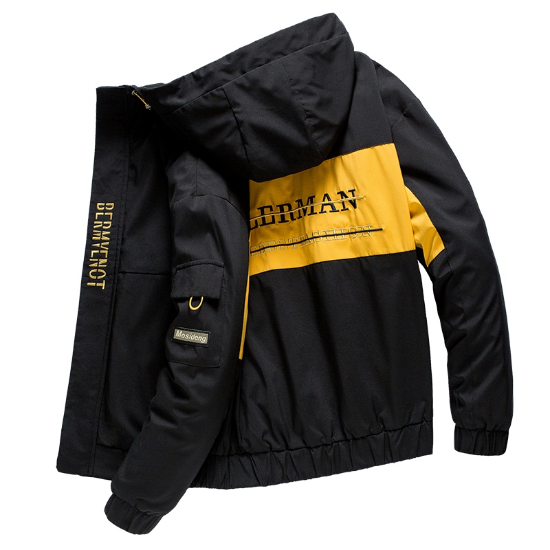 三弦(LA CORDE)春秋季男士夹克韩版修身潮流连帽刺绣个性外衣青少年时尚休闲外套LA-TCJK8816