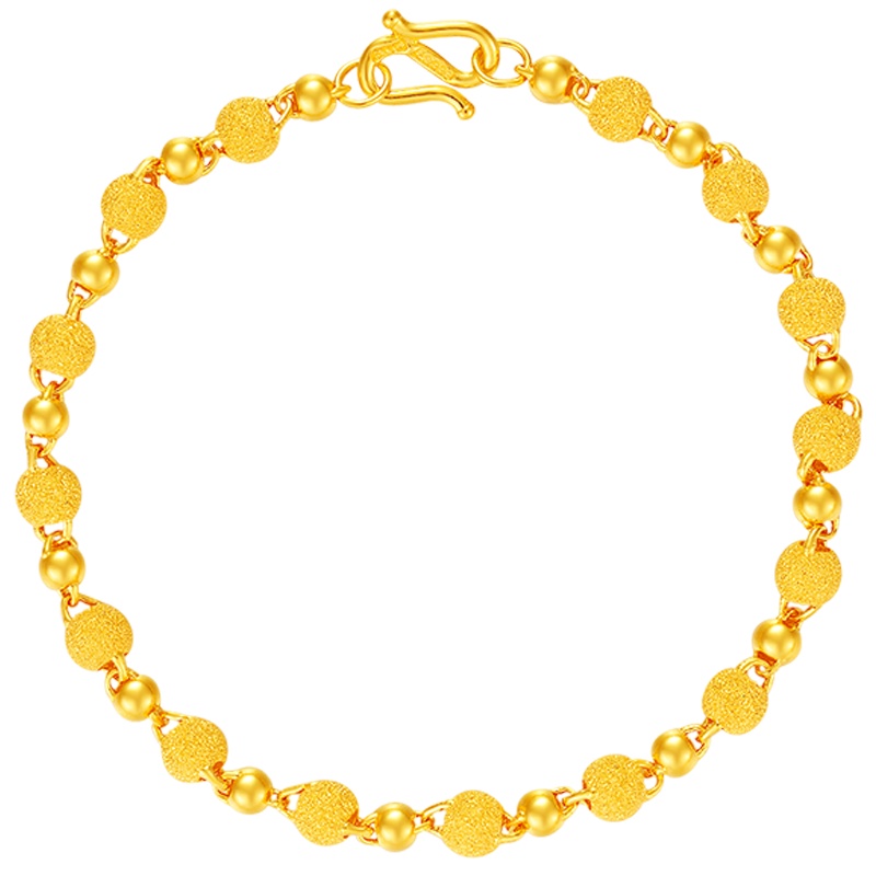 金一国囍 足金经典磨砂珠女士黄金手链520礼物(计价)AAD004