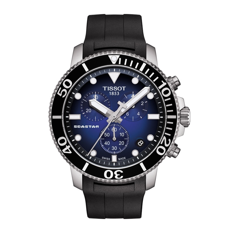 天梭(TISSOT)瑞士手表 海星系列橡胶表带石英男士手表潜水表T120.417.17.041.00