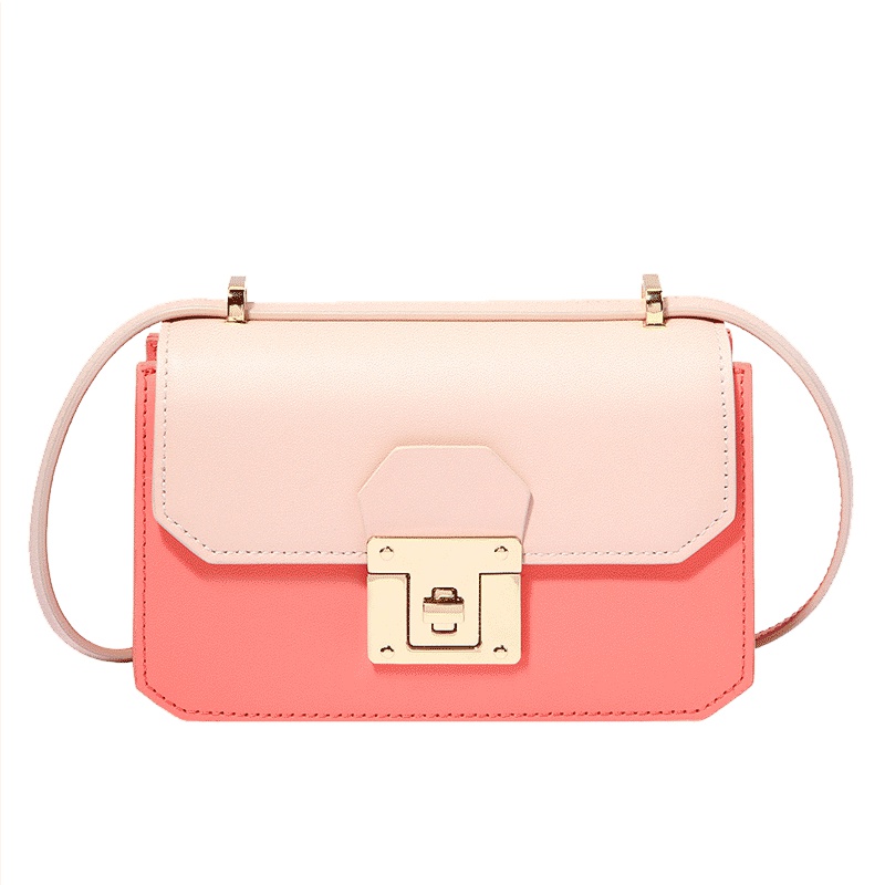 嘉里奥轻奢新款时尚撞色单肩包真皮女包迷你斜挎包包小方包