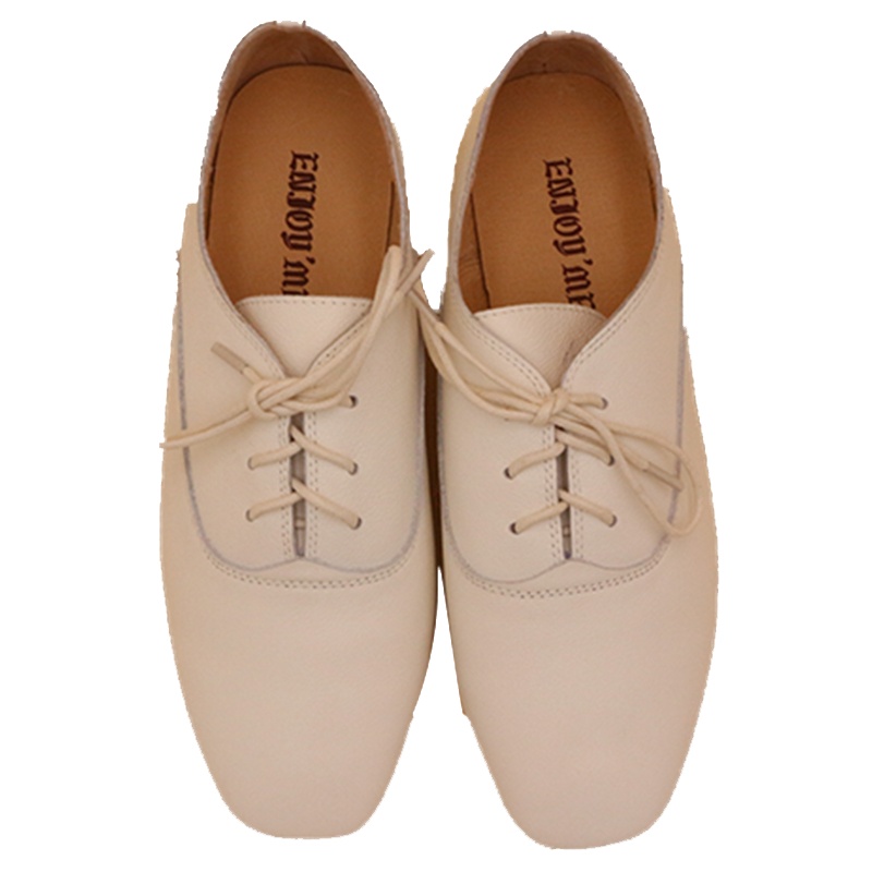ENJOY'ME简单百搭板鞋系带牛津小皮鞋20春季新款女鞋