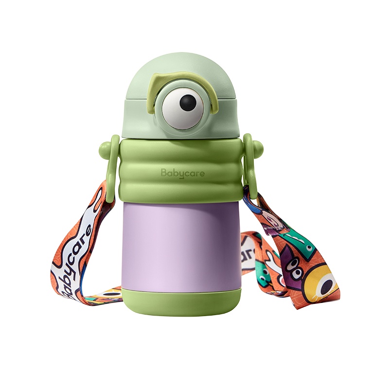 babycare婴儿保温杯儿童水杯不锈钢保温杯带吸管宝宝水杯外出携带 360ml 浅嗬绿