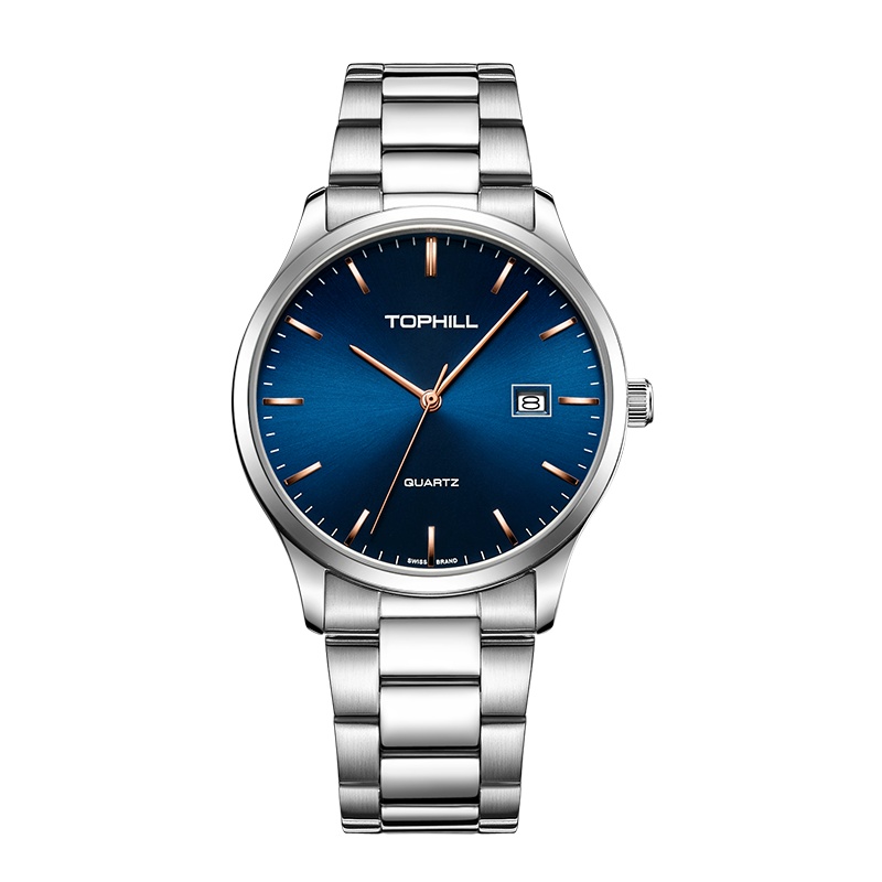瑞士拓非手表男进口石英机芯TW075G深蓝绅士简约商务儒雅男士腕表 商品属性