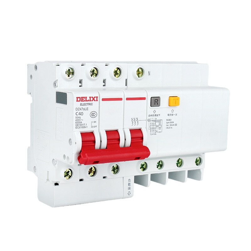 德力西 小型漏电断路器DZ47sLE 3P+N C型 40A三相四线带零线漏电保护空气开关家用