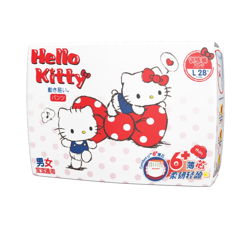 贝因美HELLOKITTY 成长裤/拉拉裤/萌训裤 L码28片 大号尿不湿L 纸尿片
