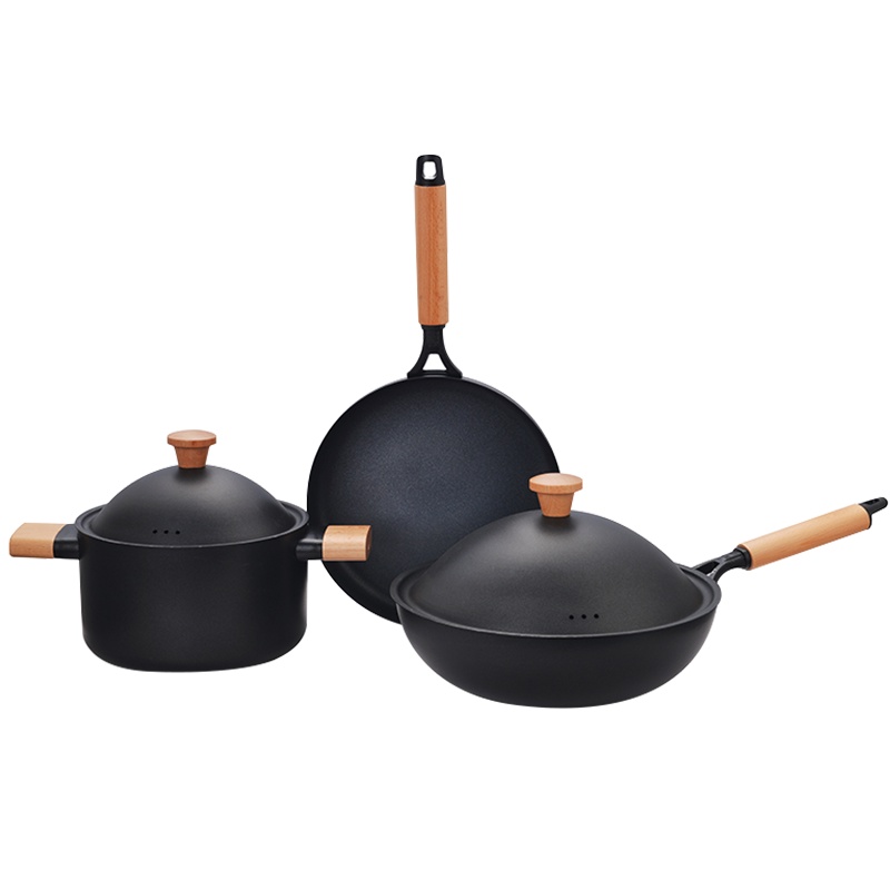 爱自由套装组合炒锅汤锅不粘锅电磁炉家用炒菜锅三件套锅具