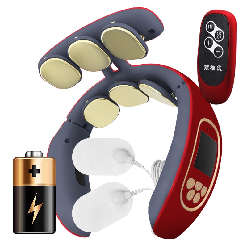 安尚颈椎按摩器微电流深层脉冲加热热敷充电便携低频颈部按摩仪无线遥控语音提示液晶显示富贵包U型枕劲锥脖子肩颈办公室护颈仪