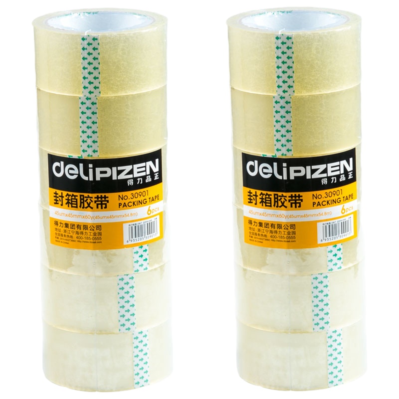 得力 30931透明胶带6.0cm*60y 六卷/筒