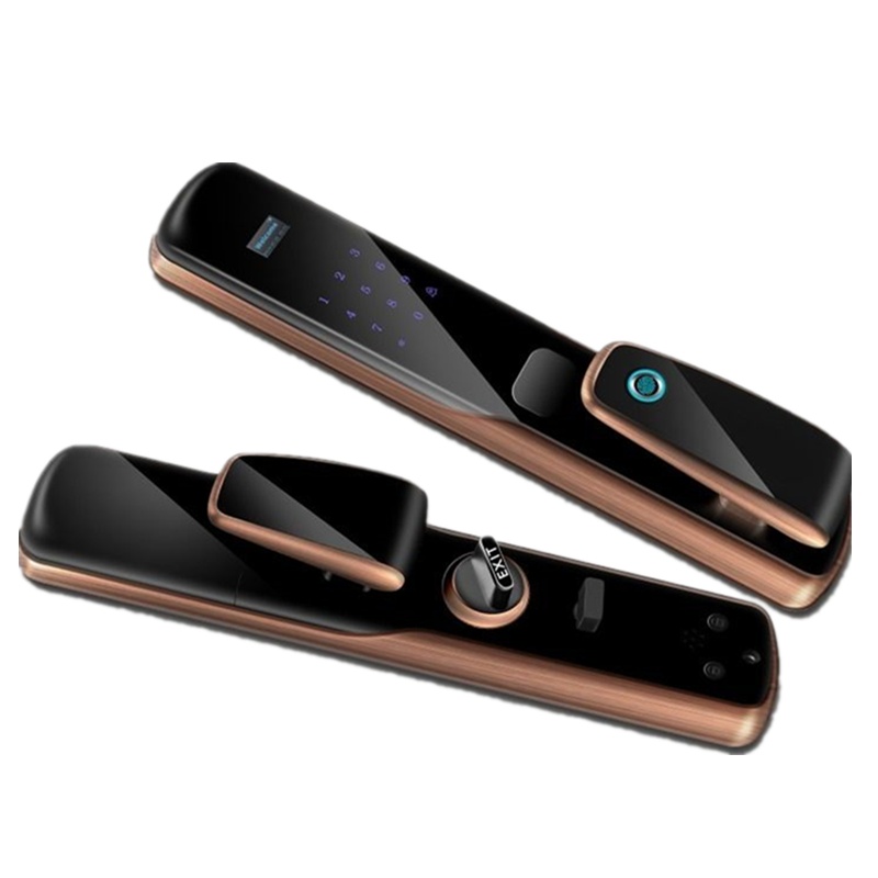 全自动智能锁指纹锁家用防盗门锁密码锁刷卡电子锁 古铜色