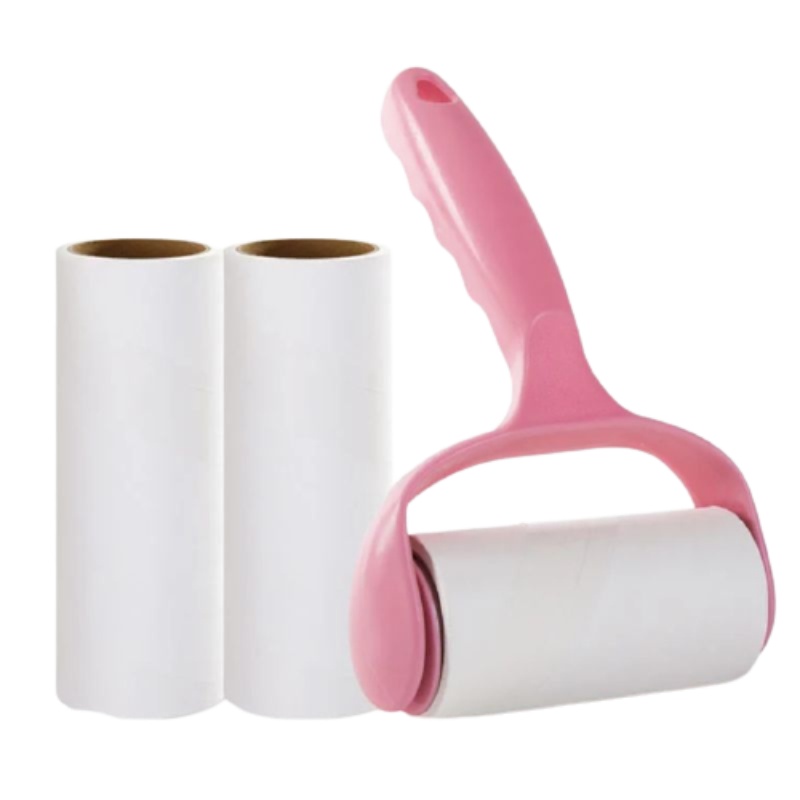 1手柄3卷带防尘盖可撕式粘毛滚筒式衣服除尘滚毛刷毛呢大衣毡沾毛器