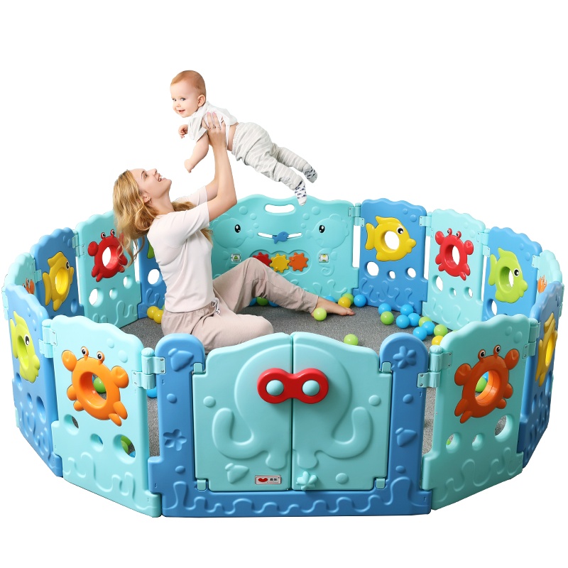 澳乐(AOLE-HW) 婴儿童安全围栏宝宝学步室内户外游乐场防护栏海洋球池波波球游戏围栏 海洋世界围栏16+2
