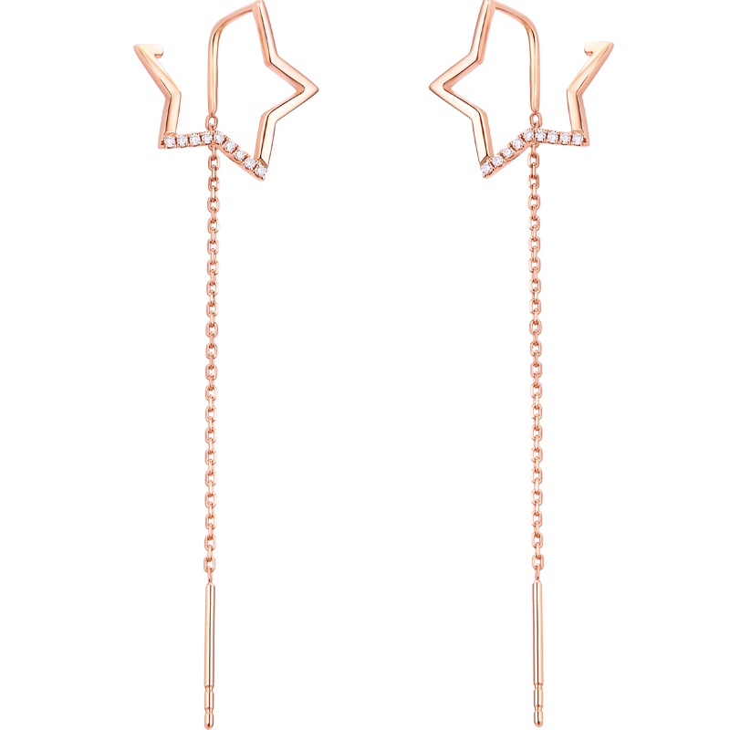 钻石世家 听爱系列 18K金钻石耳饰 玫瑰金色时尚耳钉耳坠 女款耳线 共5分I-J色