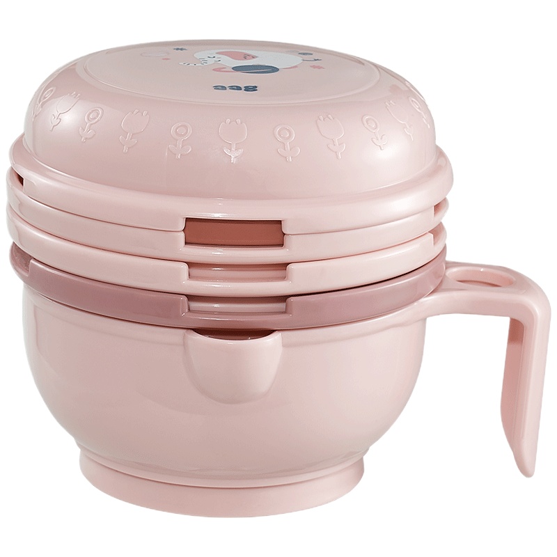 aag婴儿研磨碗宝宝辅食工具套装手动食物水果泥研磨棒神器料理机 -暮粉